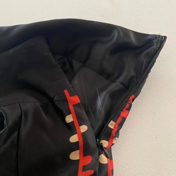 Mossimo Skirt Size 10 Floral Black Red Pleated A-Line Retro Artsy Chic Boho Goth - Picture 7 of 8